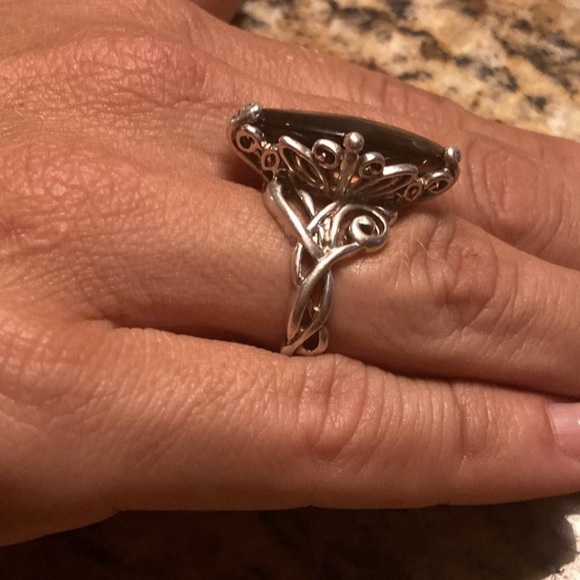 Vintage Carolyn Pollack 925 Smoky Quartz Ring Size 6 - Picture 9 of 10